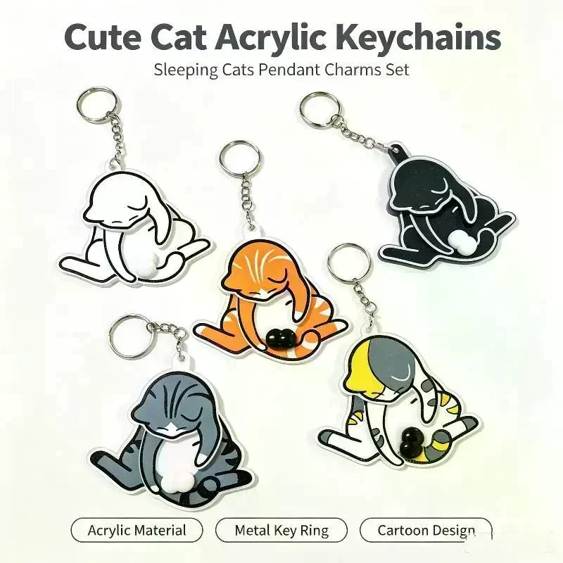 Pull Play Egg Cat Keychain Fidget Toys Cute Funny Rotatable Acrylic Bag Pendant For Women Keyring Purse Bag Accessory Creative