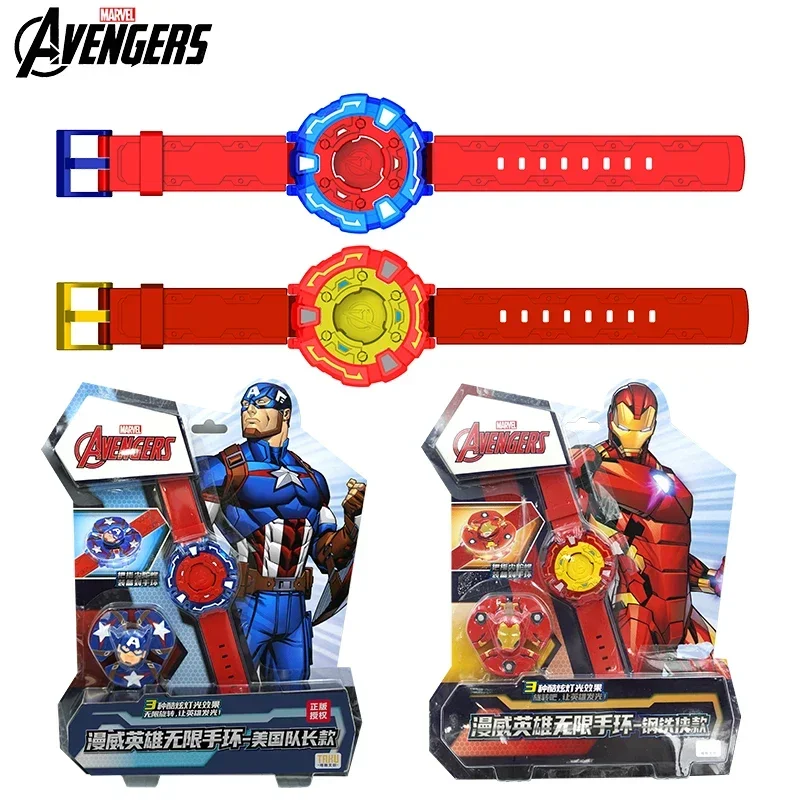 New Marvel Avengers Captain America Iron Man Fidget Spinner Wristband Three Kinds of Glare Movie Peripheral Toy Set Boys Gifts