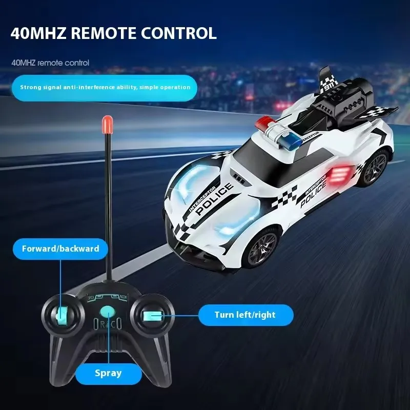 1:18 Spray Remote Control Car RC Racing Car with LED Light Smoke Spray Electric Stunt Racing Cars Simulation Sports Car Toys