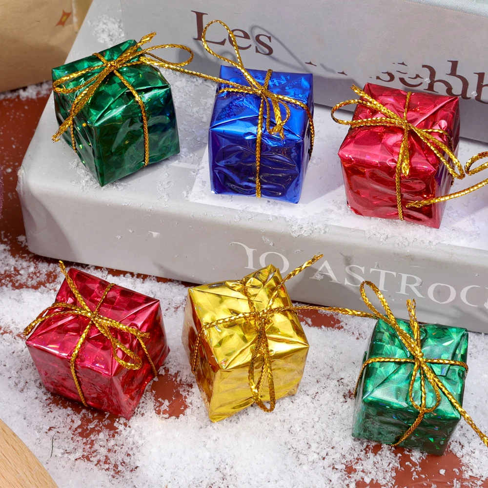 Caja de regalo pequeña de 12/36 piezas, adornos de Navidad, Mini Cajas de Regalo Multicolor, colgante de árbol de Navidad, decoración de fiesta de año nuevo