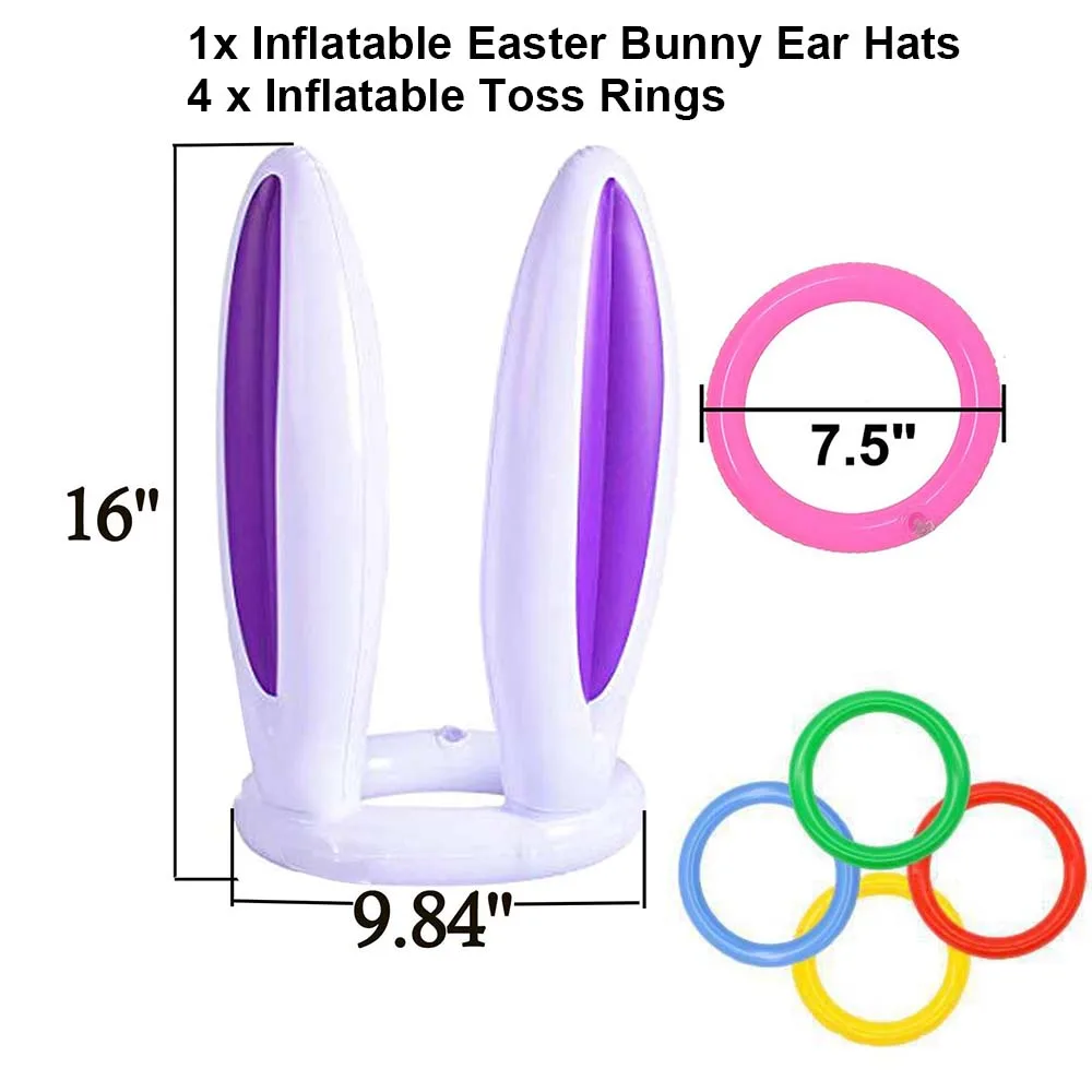 Easter Party Outdoor Toss Game Inflatable Bunny Ring Toss Game Easter Rabbit Ears Ring Toss Party Games Inflatable Toys Gift