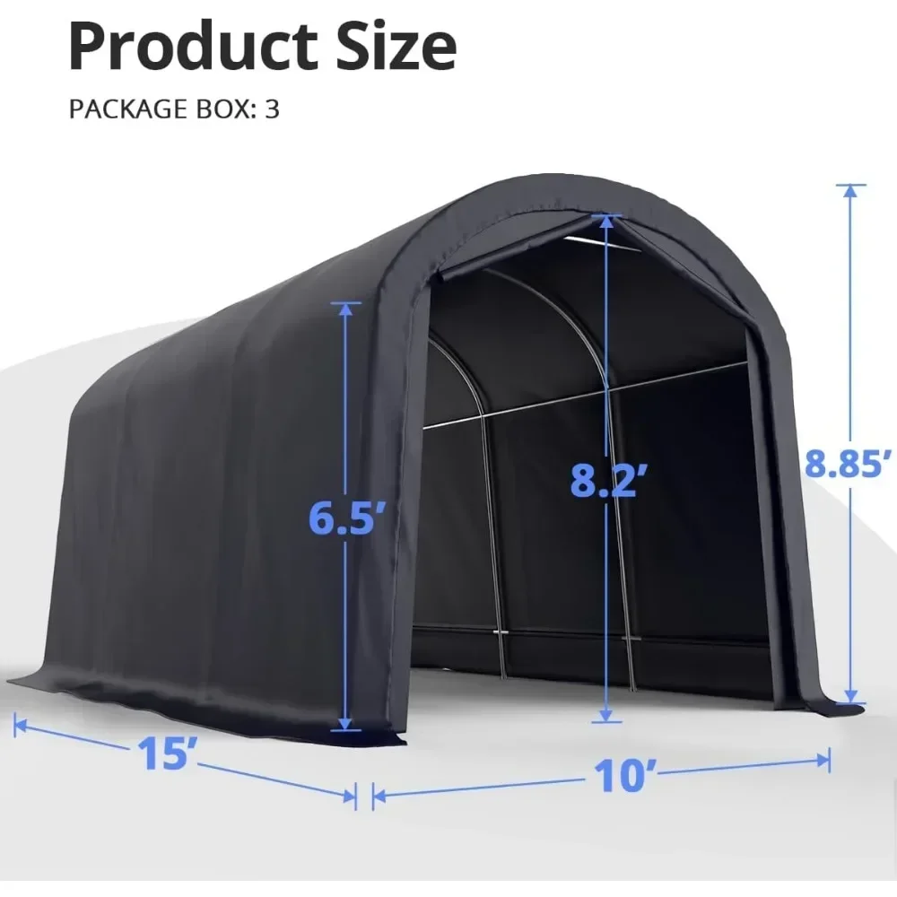 10' x 15' Heavy Duty Round Style Carport Anti-Snow Car Tent Carport Tent Outdoor Instant Garage Car Canopy