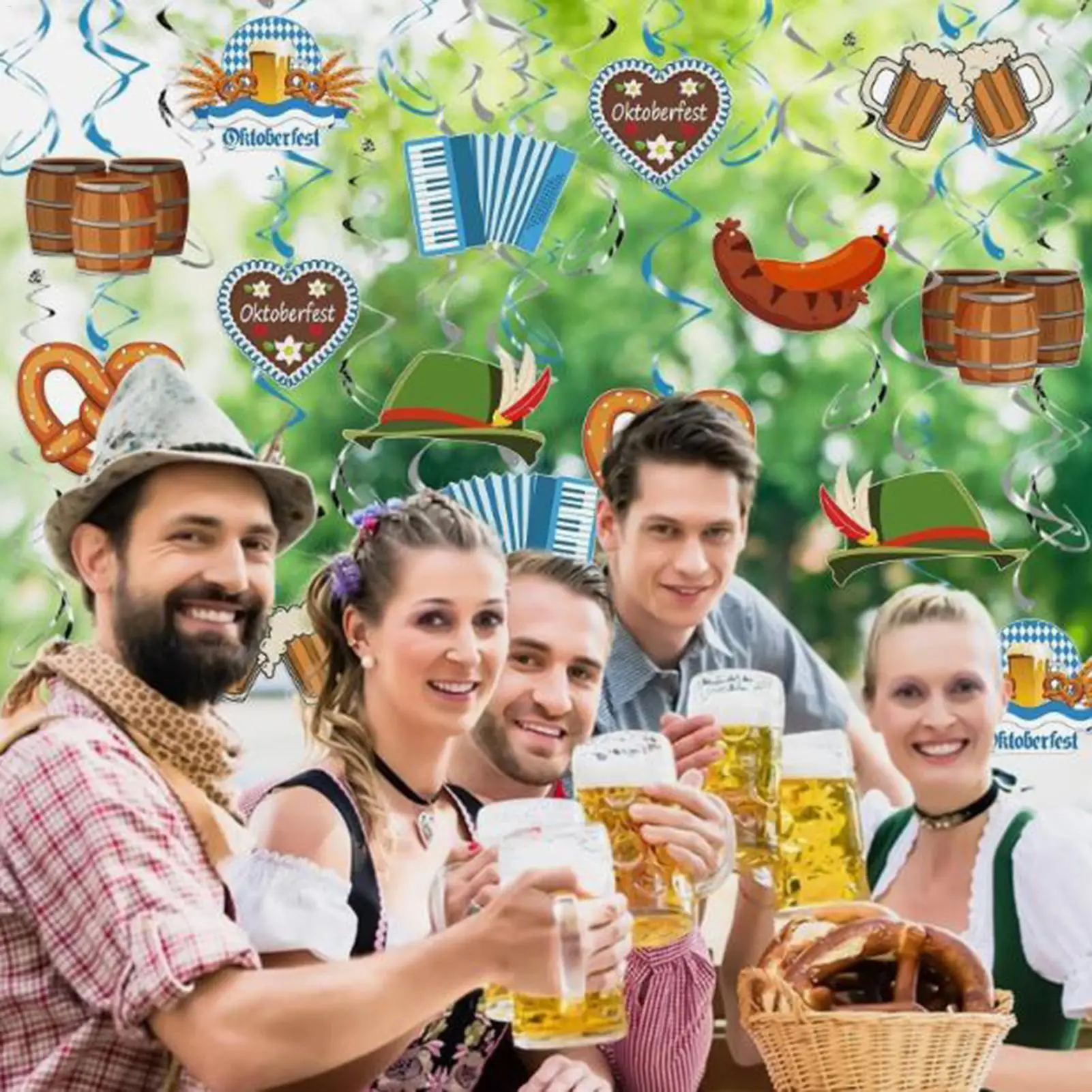 Oktoberfest Decorations Hangable Swirl Beer Ornaments Rotating German Oktoberfest Festival Decorations For Photography Outdoors