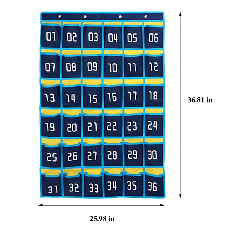 ABGI-3X 36 Numbered Pockets Chart Cell Phone Hanging Storage Bag Hanging Organizer For Classroom Mobile Phone Holders