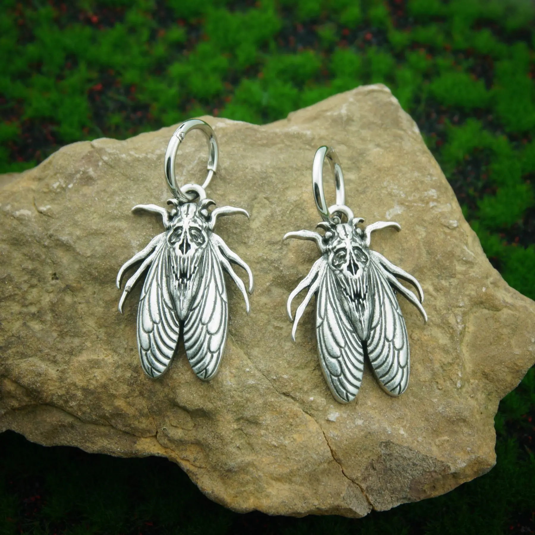 High Quality Primordial Skull Cicada Pendant Earrings Gothic Death Head Pagan Earrings  Animal Jewelry For Gift