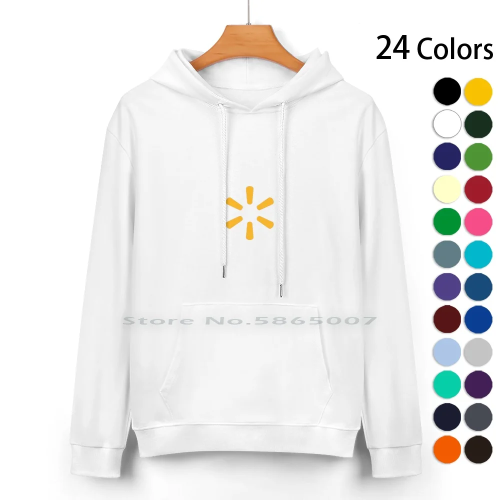 Walmart Logo Pure Cotton Hoodie Sweater 24 Colors Walmart Logo Walmart Symbol 100% Cotton Hooded Sweatshirt For Women Men