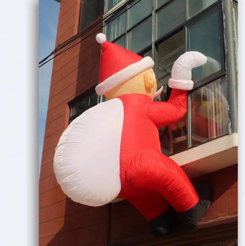 

2M/3M Inflatable Santa Claus Shape Balloon Model Christmas Props with Generator Climbing Window Santa Claus Decoration