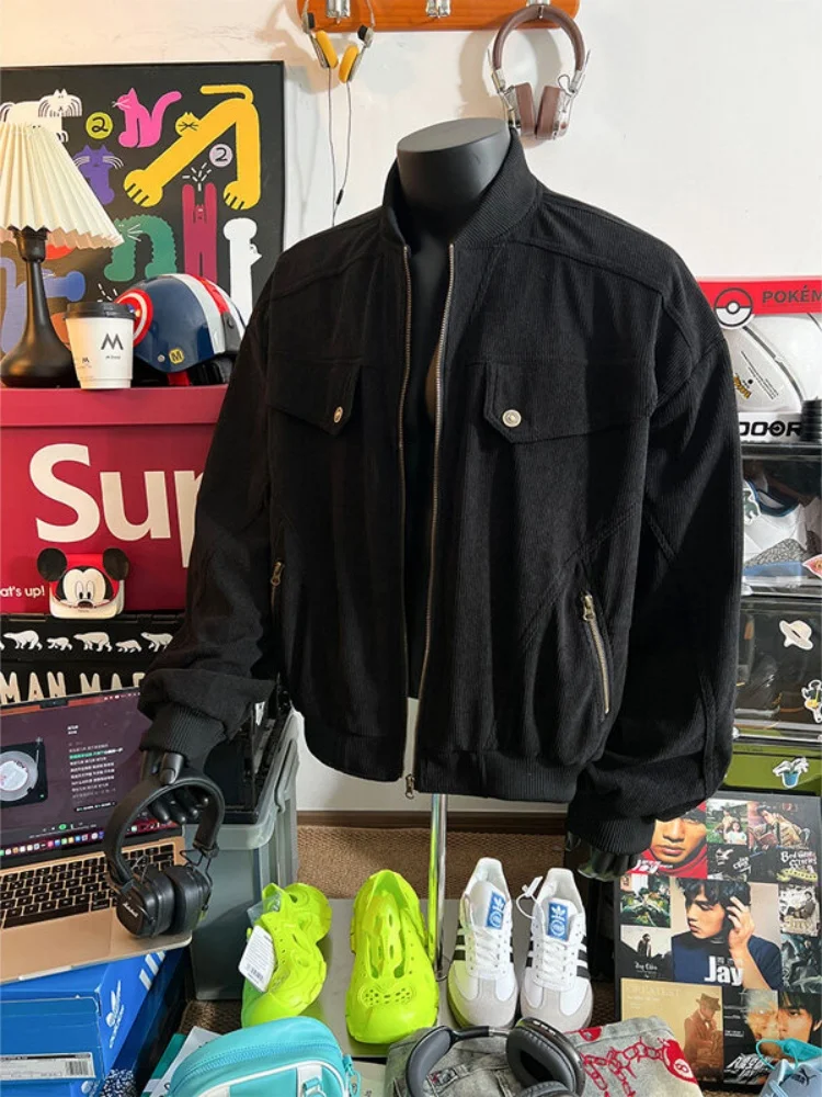 

Мужская вельветовая куртка American Sle с бейсбольным дизайном, винтажная весенне-осенняя куртка-пилот, свободная посадка, ветрозащитная длинная молния све