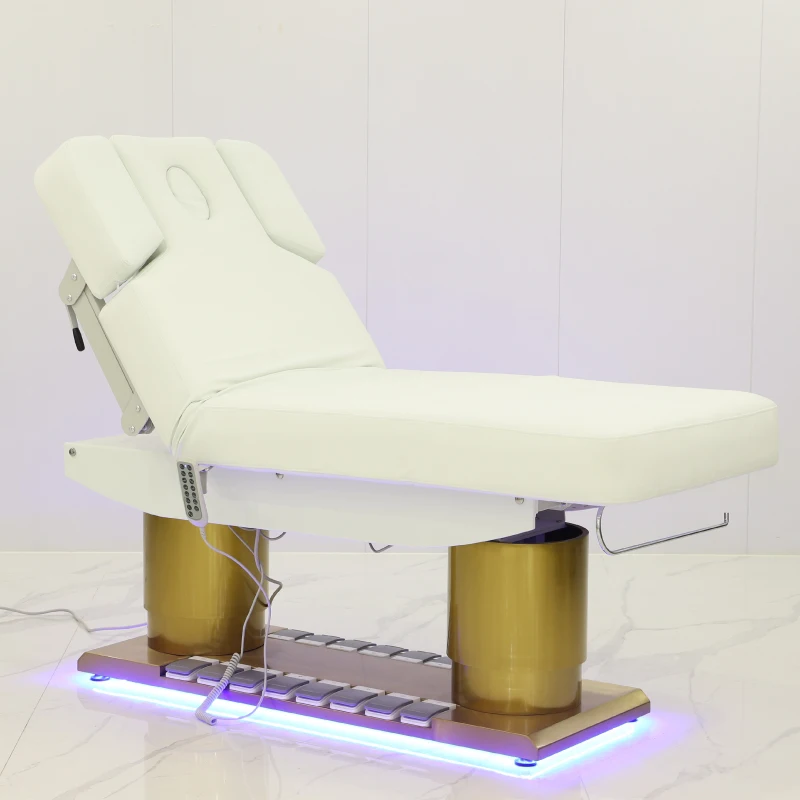 

Electric Massage Bed, PU Leather Facial Beauty Table with 198x77cm Metal Frame, High-Density Sponge Folding Salon Couch