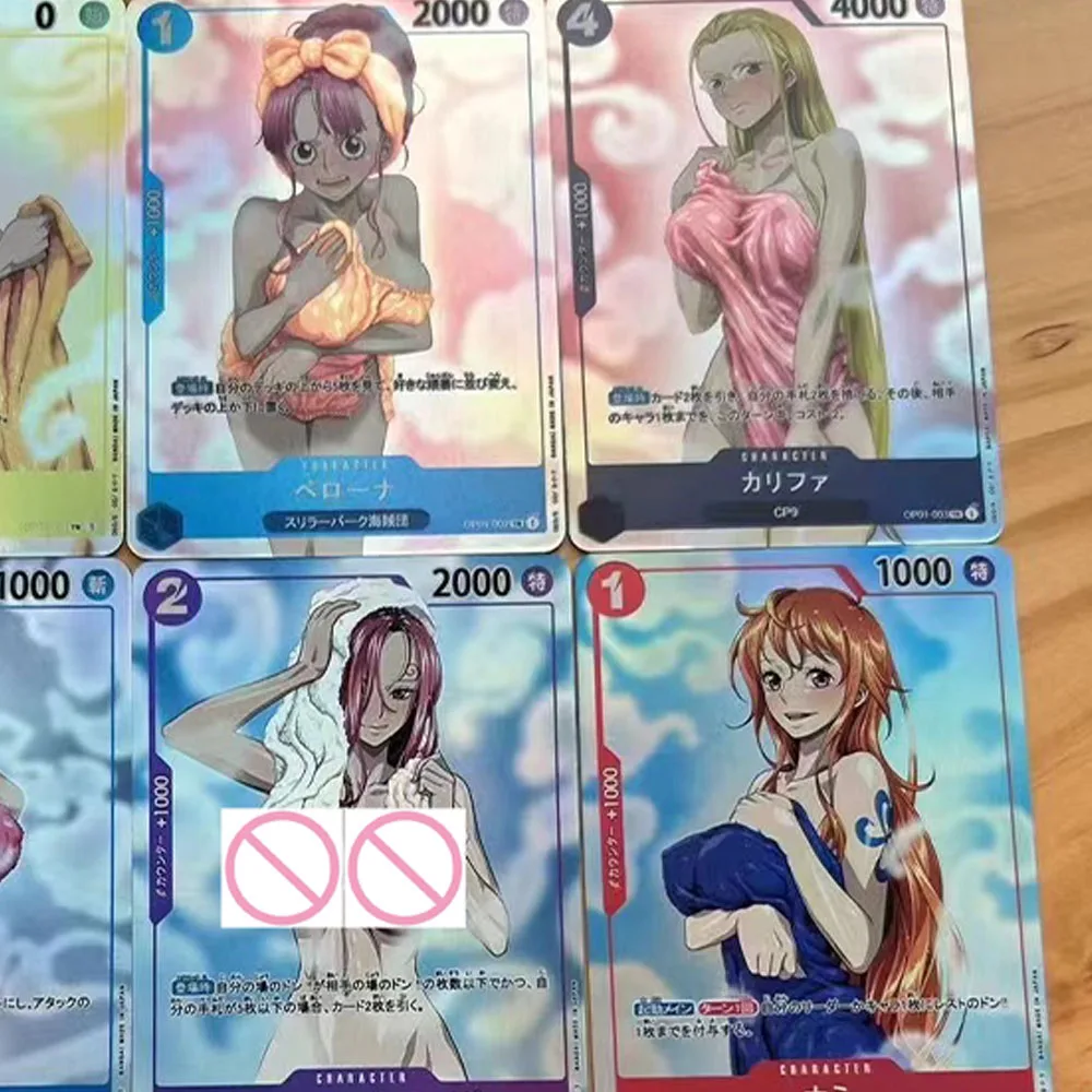 OPCG cartão de coleção sexy, Nami Boa Hancock Perona, Cartão de beleza grande peito, Flash cor refrativa, Presentes Otaku, 9pcs por conjunto