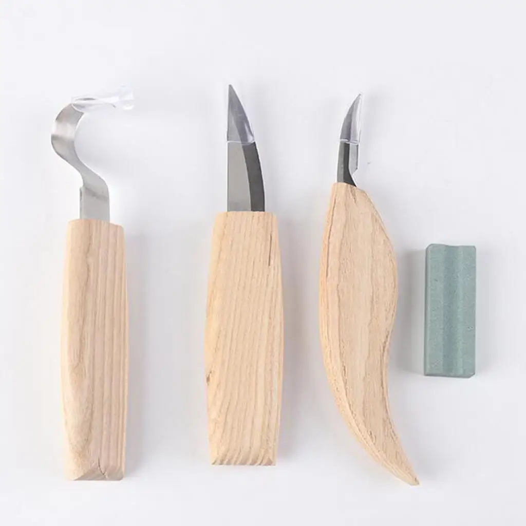 

4pcs/set Wood Carving Tools Knife Hook Chisel Woodcarving Cutter Tool Hooked Knife Bonus Sharpener Art Craft Tool Kit