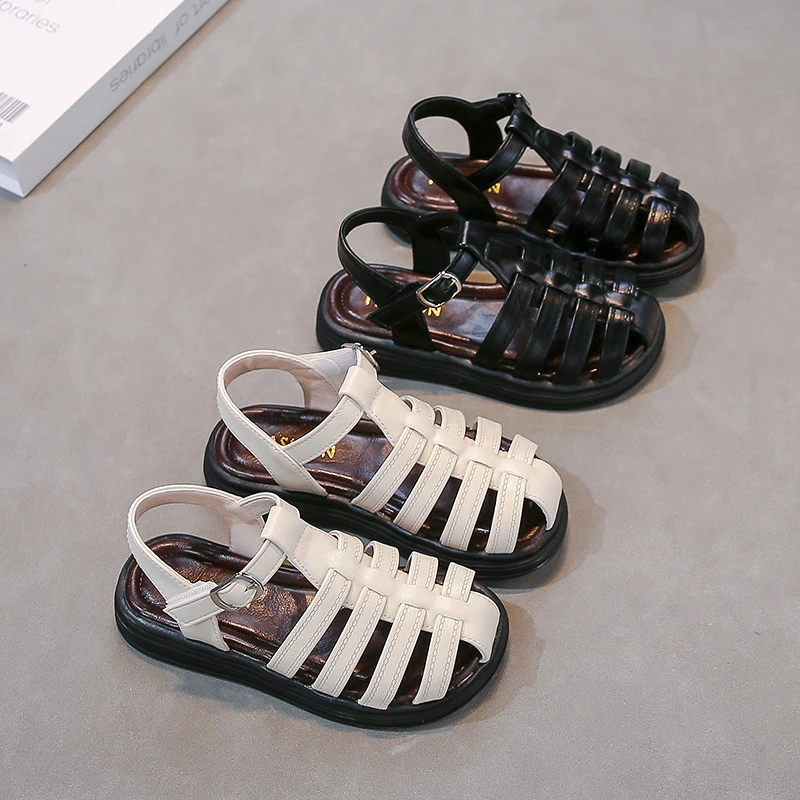Children Roman Sandals Toes Capped Soft Sole Non-slip Toddler Girls Boys Summer Beach Shoes Kids Casual Sandals Size 26-36