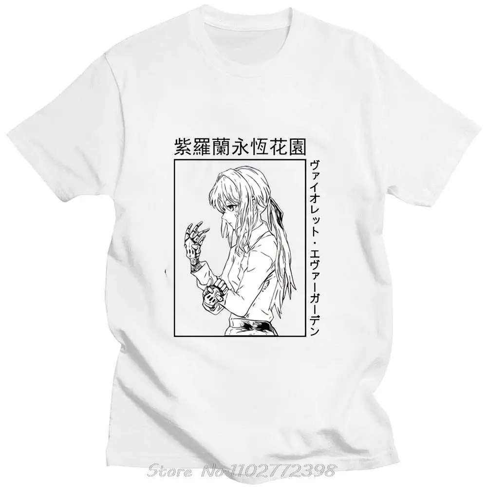 Anime Violet Evergarden Tshirt Japanese Manga Print Summer Cotton T Shirt Casual Loose Sports Men T-Shirt Oversized Streetwear