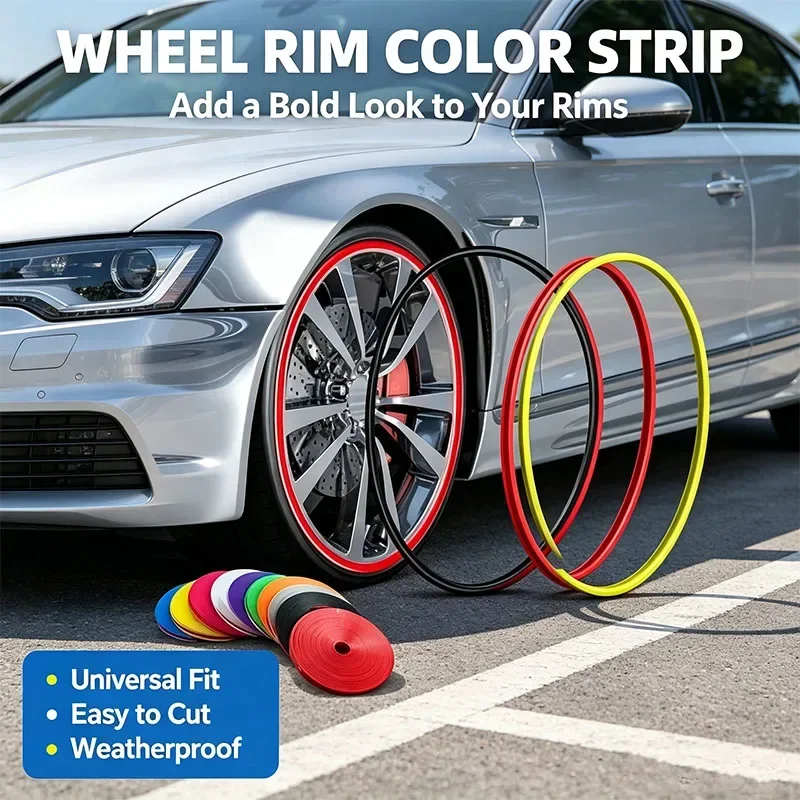 8M Roll Rim Blades Car Vehicle Color Wheel Rims Protectors Decor Strip Tire Guard Line Rubber Mounding Trim Tire Guard Line