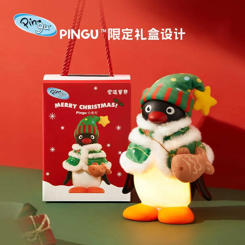 New Genuine Pingu Penguin Night Light Peripheral Patting Light Dress Up Lamp Decor Kids Animal Bedside Birthday Christmas Gift