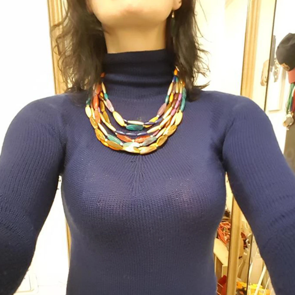 

Colorful Multilayer Beads Necklace Women Premium Material Durable Long Lasting Daily Wear Special Occasions Strand Jewelry Set