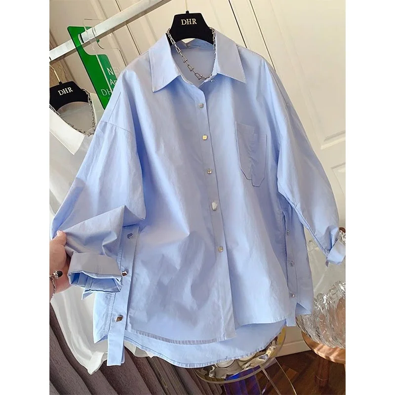 

Loose Fit Long Sve Casual irt Men Women Spring New Design Blue irt Breathable Comfortable Large Size 300 Pou