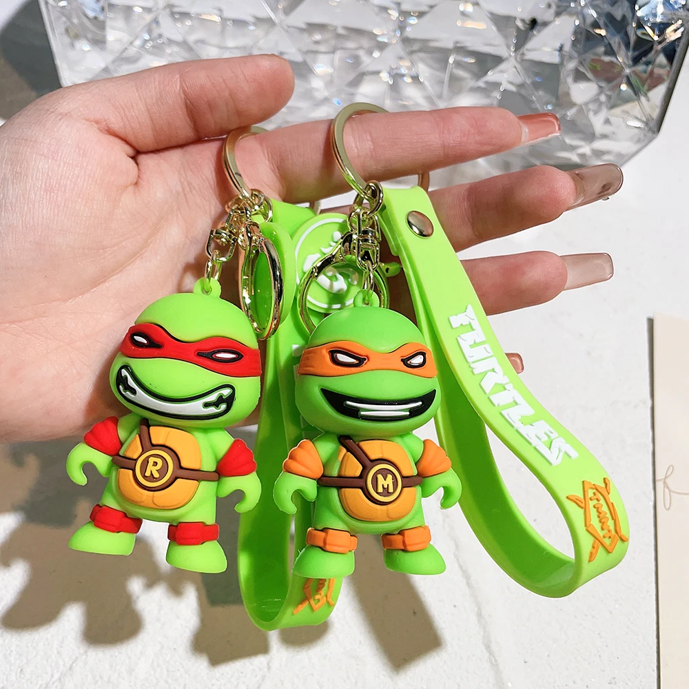 In Stock Teenage Mutant Ninja Turtle Keychain Cartoon Tortoise Keyring Leo Raph Mikey Don Boy Girl Key Chains Children Gifts