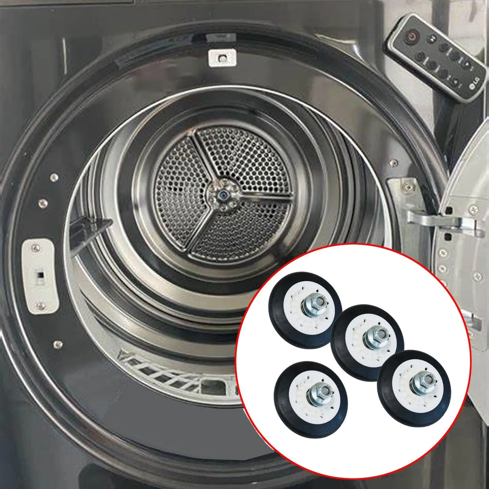 

4x Dryer Drum Support Roller Kit Repair Kit 4581el3001C PS12749664 4581el3001F 4581el3001E Replacement Kit Shaft Assembly