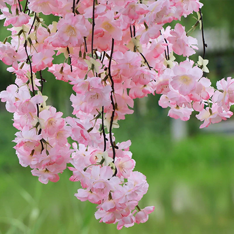 140CM Artificial Cherry Vine Silk Cherry Oriental Home Wedding Garden Party Shop Decoration Christmas Luxury Cherry Fake Flower