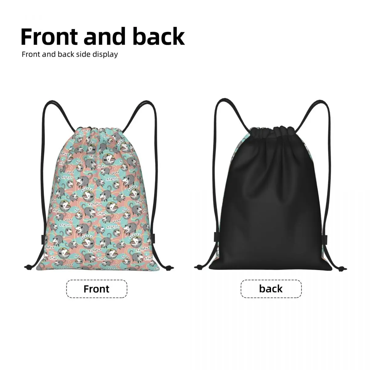 Opossum Screm Drawstring Backpack Sports Gym Bag for Men Women Shopping Sackpack