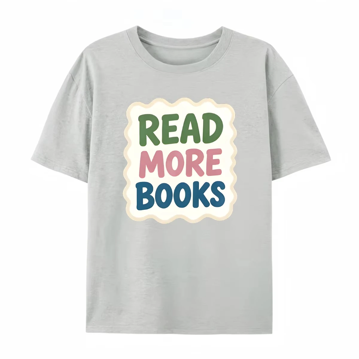 Read More Books Wavy Frame Letter Graphic Printed Tee Casual Crew Neck Short Sleeve Tee Colorful Harajuku Loose Summer Women Top