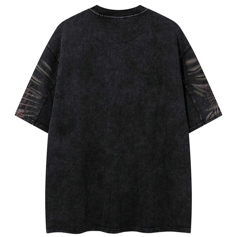 Oversized Y2K Harajuku Men's T-shirt Streetwear Hip Hop Vintage Loose Ripped Patchwork Tshirts Casual Tee Tops