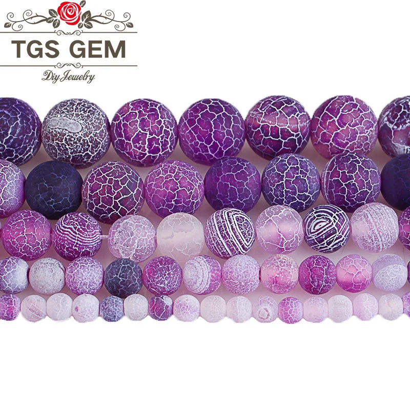 

Factory wholesale AAA natural stone snake skin agate purple round bead DIY bracelet popular chakra healing good luck wealth Boho