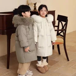 -30℃ NEW Children Warm Thicken Clothing Girls Clothes Winter Down Jackets 5-14 T Hooded Parka Faux fur Coat Kids Teen Snowsuit