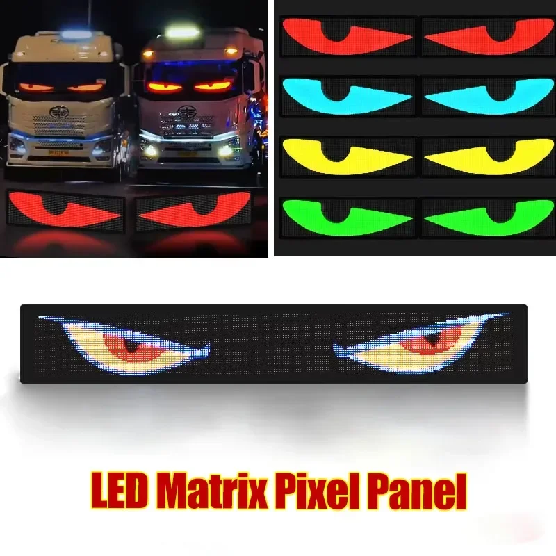 BigSize Truck Evil's Eye Light Elastyczny wyświetlacz 5V USB Smart APP RGB LED Matrix Pixel Panel DIY Programowalny znak LED na okno samochodu