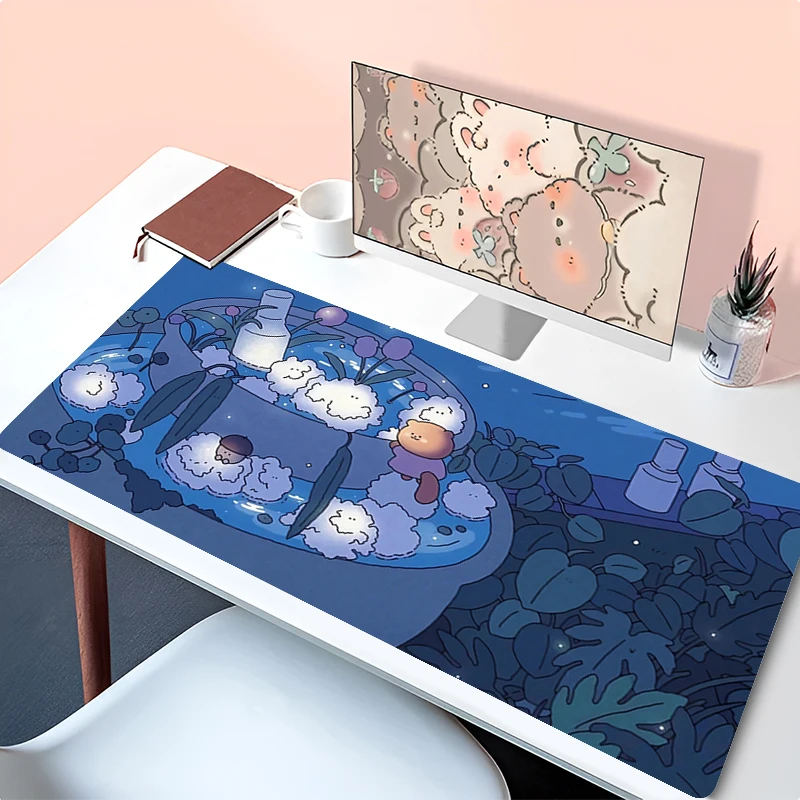 Mouse Pad Accessories Keyboard Pad Office Desk Mat Anime Mousepad Natural Rubber Anti Slip Gaming Cartoon Squirrel Extended Pad