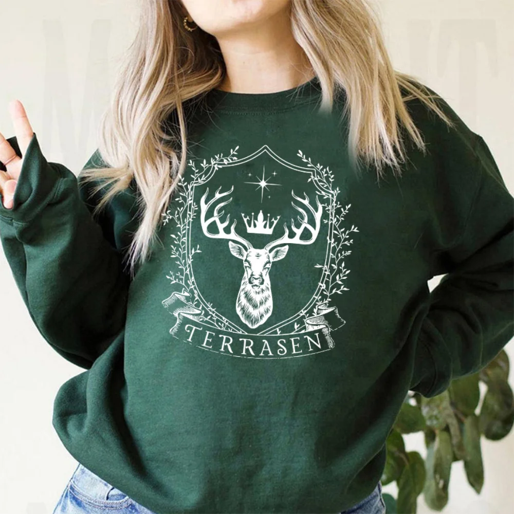 Terrasen Throne of Glass Sweatshirt Sarah J Maas Series Hoodie TOG ACOTAR Vintage Pullover Women Crewneck Sweatshirts Fans Gift