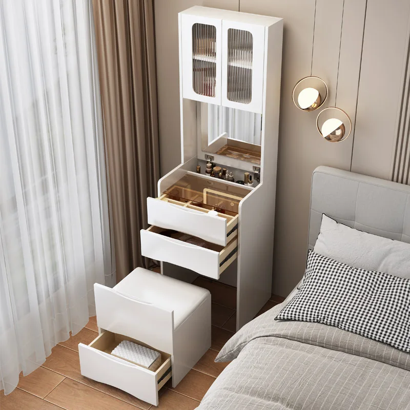 Cream dressing table modern simple bedroom flip small storage cabinet with top cabinet bedside cabinet makeup