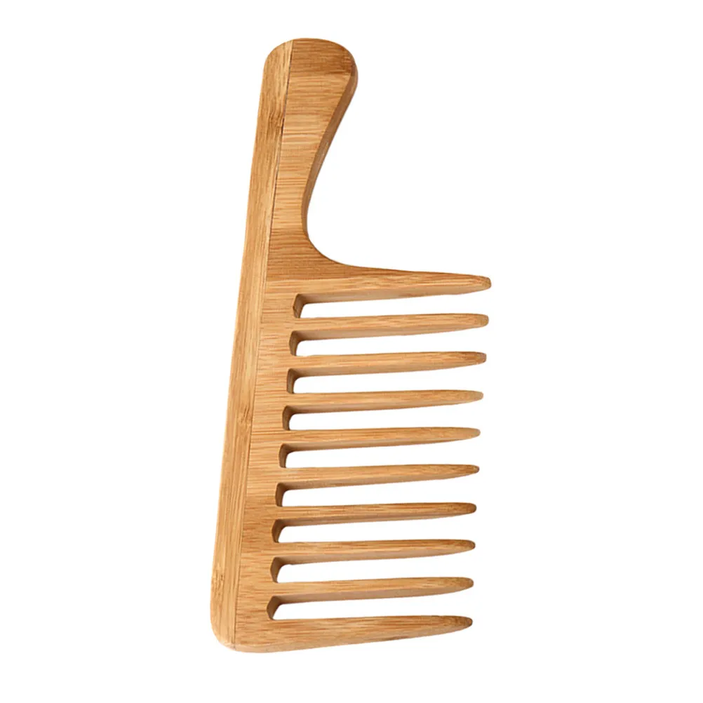 

Экологичная бамбуковая расческа с широкими зубьями для мужчин, большая расческа для укладки объемных волос, для влажных волос, для парикмахерских и барбершопов