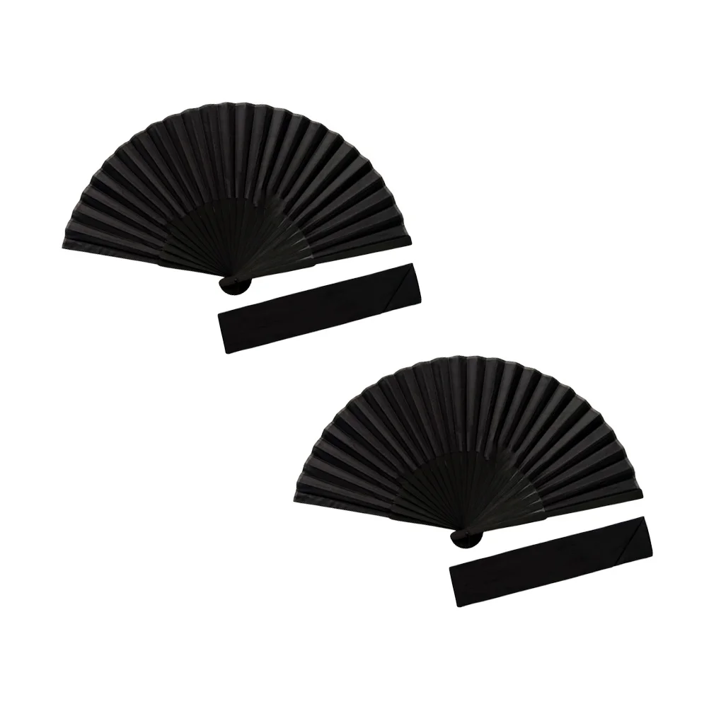 

2Sets Black Silk Fan Foldable Handheld Fan Portable Summer Cooling Hand Fans for Women Dance Performance Gift Dancing Fans