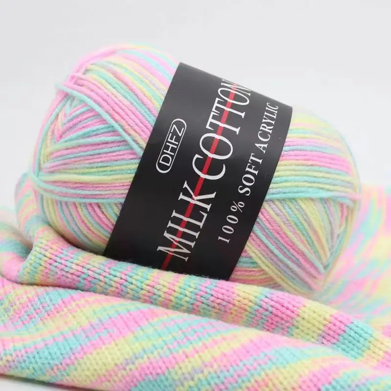 

3-strand Dyed Milk Cotton Gradient Three-strand Wool Group DIY Sweater Hand-woven Diy Combed Cotton Thread