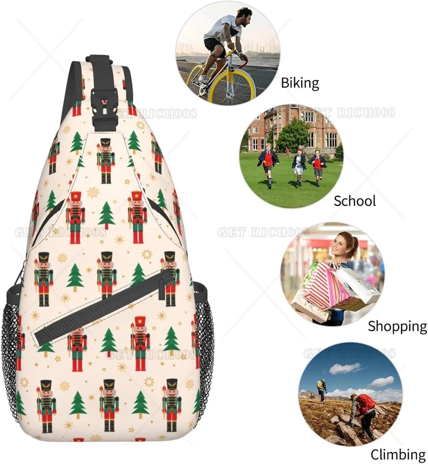 Nussknacker Brusttaschen Urlaub Weihnachten Cross body Schulter tasche Reisen Wandern eine Größe Weihnachts geschenk lässige Schulter für Frauen Männer