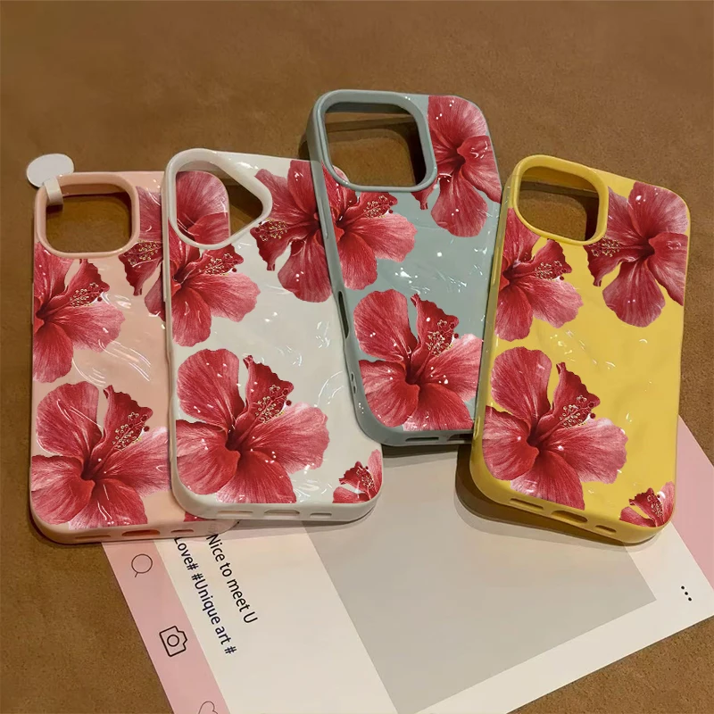 Flower Lily Silicone Case For iPhone 17 Pro Max 16 13 12 15 14 Pro Phone Cases For iPhone 16 13Pro 17 11 14 15 Pro Max Cover