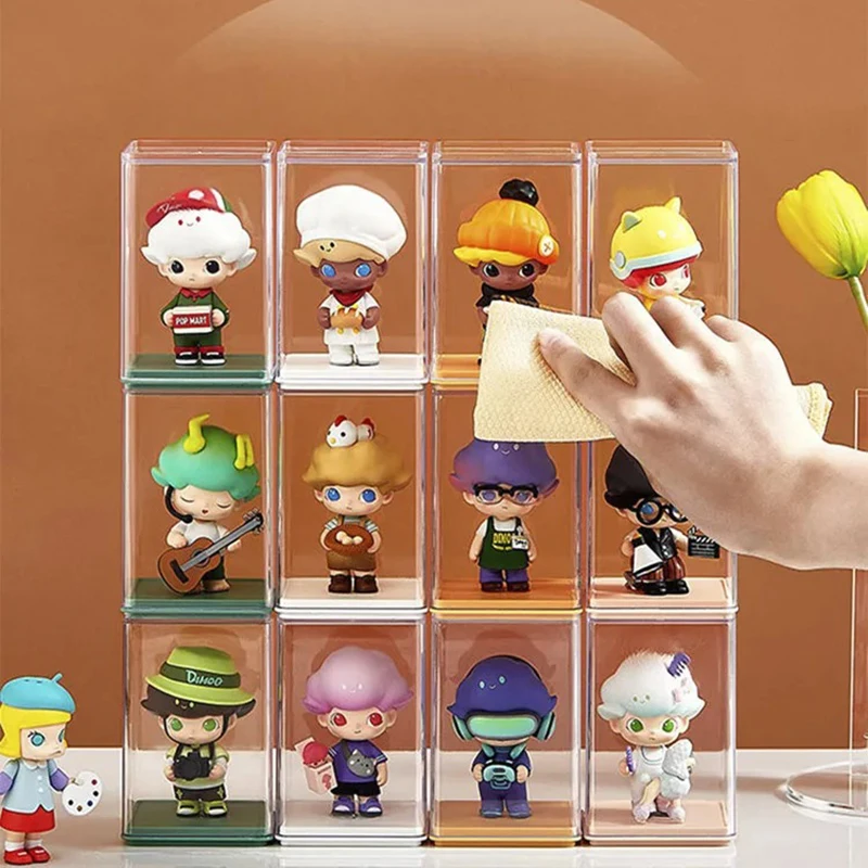블라인드 박스 인형 보관함 케이스 아크릴 방진 주최자 액션 피규어 컬렉션을위한 다층 미스터리 박스 디스플레이 스탠드