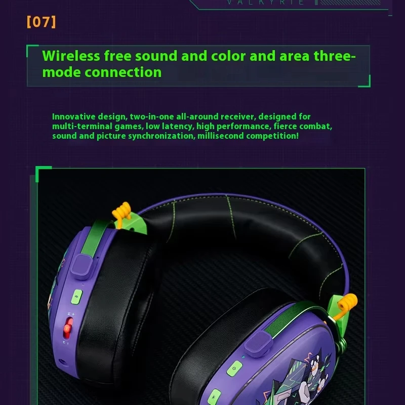 VALKYRIE VK S1 سماعة رأس بخاصية البلوتوث 50 مللي متر E-sports ديناميكية 3 وضع HIFI ضبط الكمون المنخفض عمر البطارية الطويل سماعة الألعاب مخصصة #5