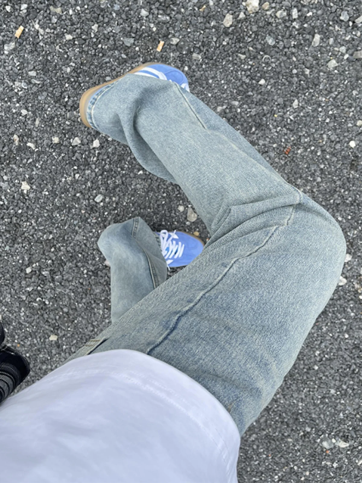 

Light Blue Waed Men's Summer Denim Jeans Cleanfit American High Street Vibe Elastic Straight Leg Pants mid High Waist Long ...