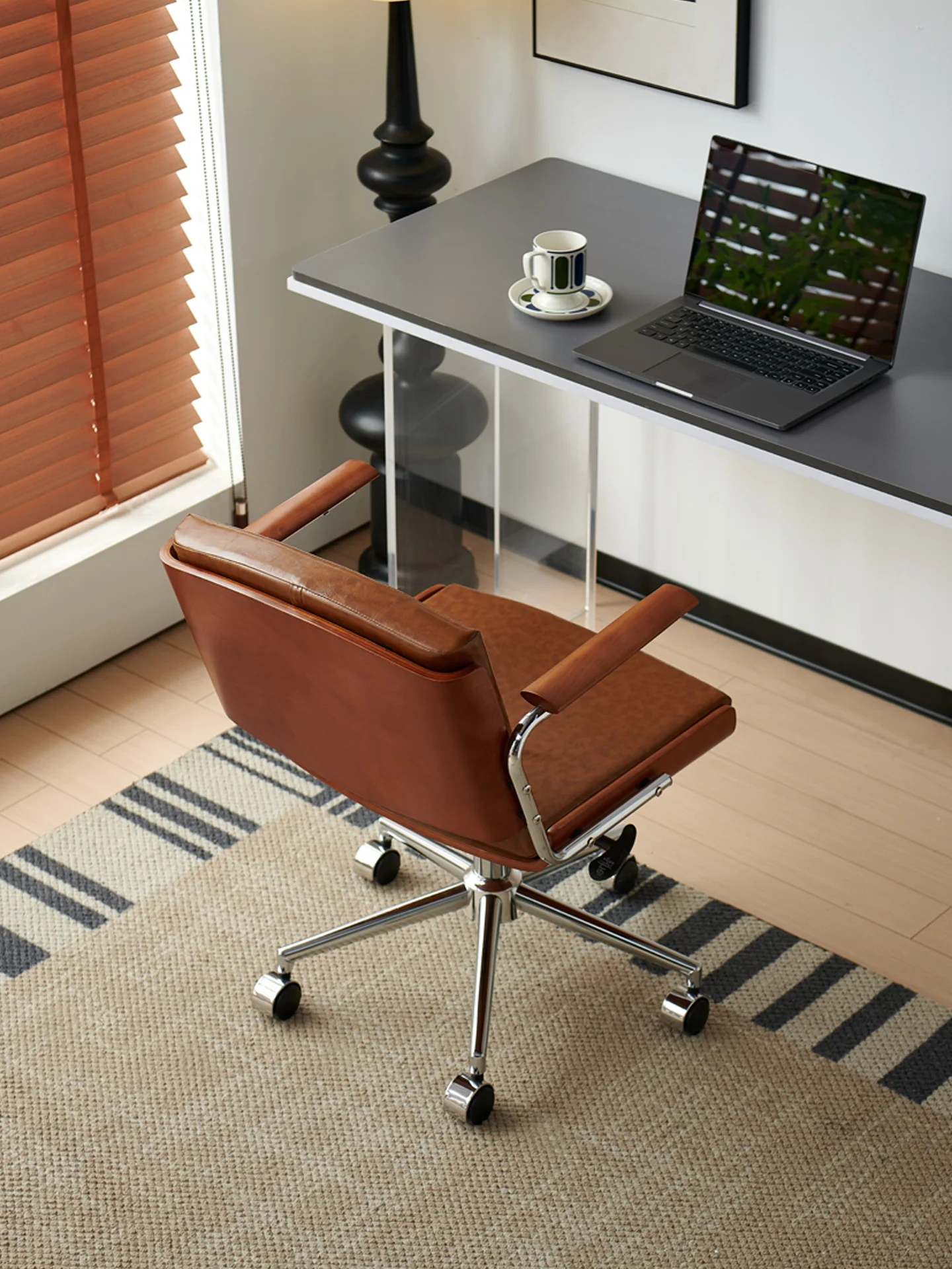 كرسي الكمبيوتر الرجعية للمنزل رفع كرسي مكتب دوار لغرفة النوم دراسة مسند الذراع كرسي ماكياج الظهر #2