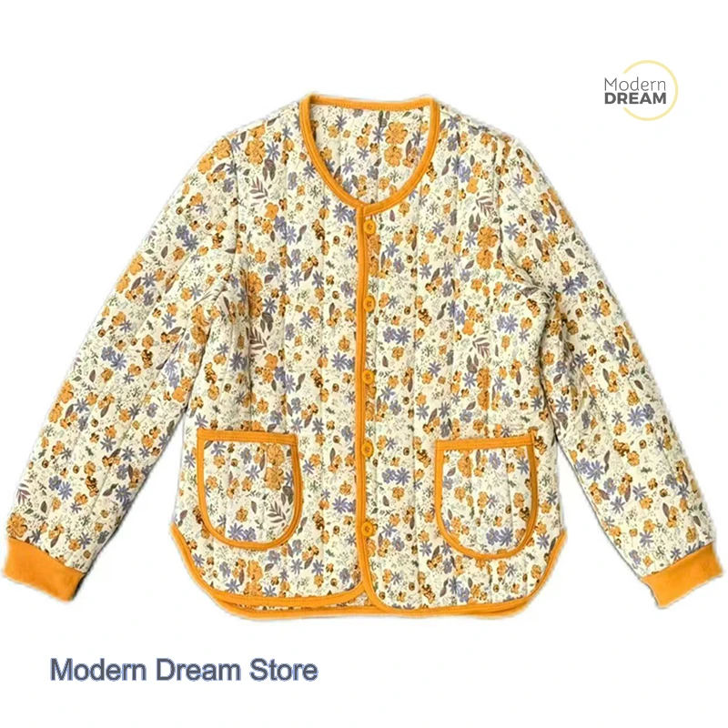 

Korean style ladies cotton-padded jacket floral short warm autumn and winter clothes casual home clothes cotton-padded jacket