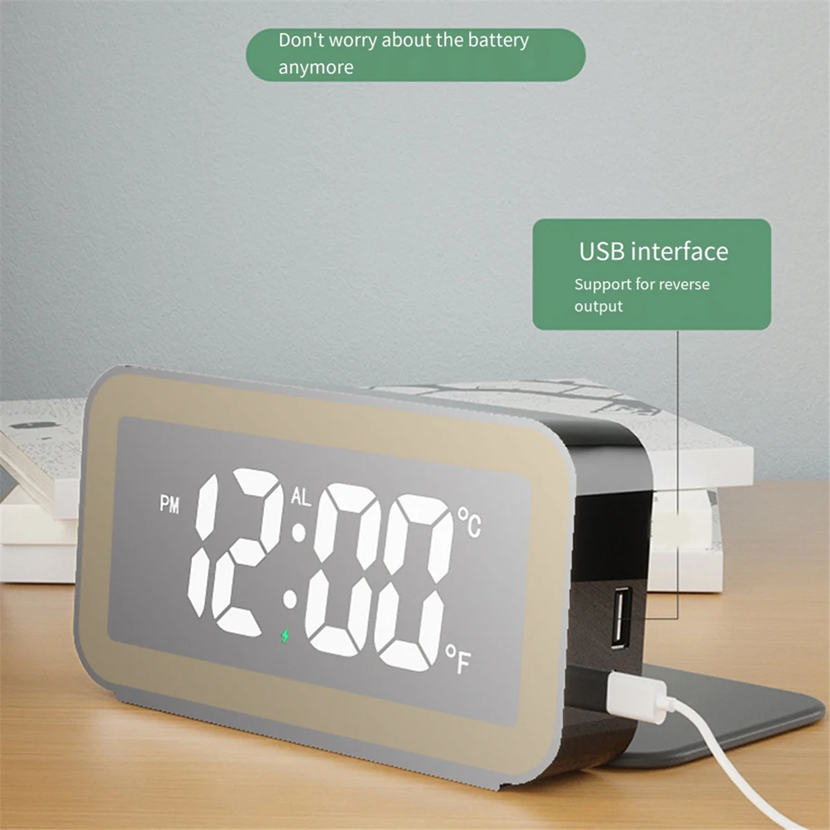 

Digital Alarm Clock,Alarm Clock with Wireless Charging,Night Light, Large Display, Foldable Alarm Clocks for Bedrooms B