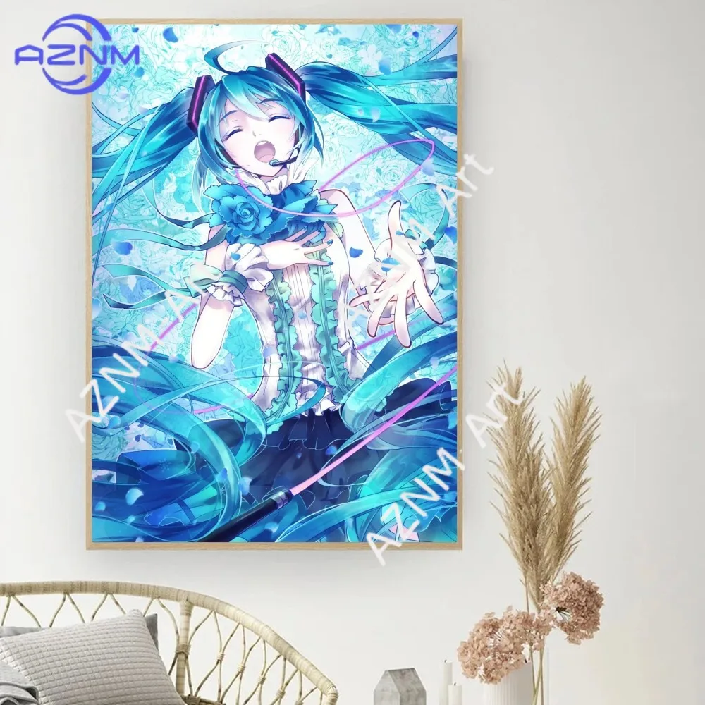 1Pc H-Hatsune Anime M-MIKU Poster Vintage Movie Poster Wall Art Painting Study Wall Art Painting