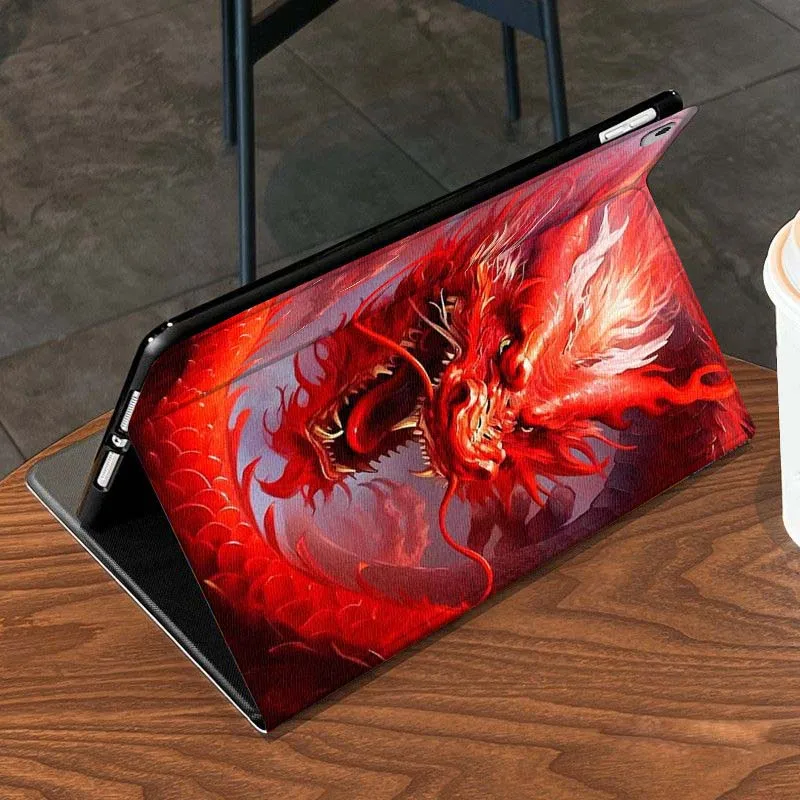 Dragon Art Cool Creative Patte لجهاز iPad Pro Air Mini 2 3 4 5 6 7 7th 8th 9th 10th 11th 10.2 9.7 10.5 10.9 11 13 بوصة حافظة كمبيوتر لوحي