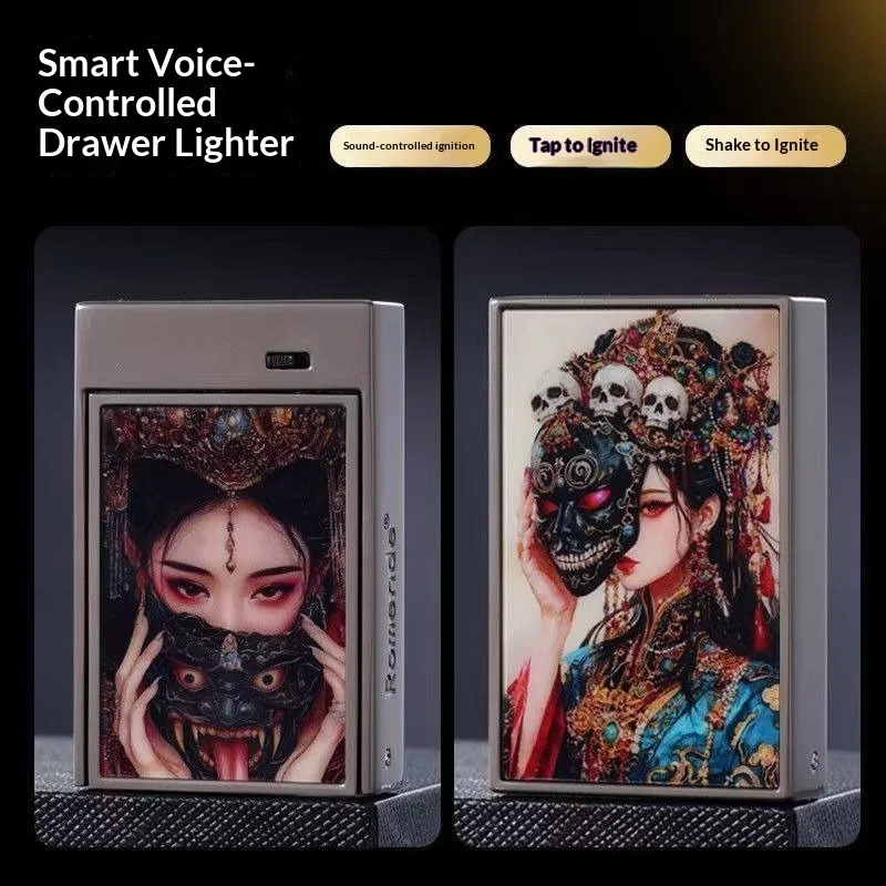 2026 Voice Controlled Drawer Machine Kerosine Lighter Intelligent Induction Ignition Color Painting Process Electric Lighters