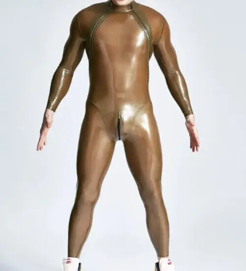 

Latex Gummi Rubber Handmade tight Catsuit Bodysuit Masquerade Chest Zip S-XXL