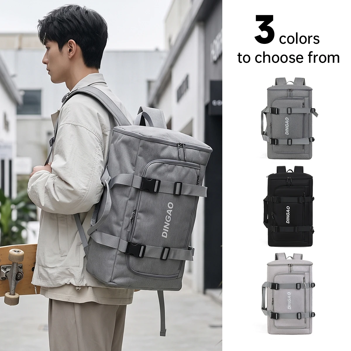 Large-Capacity Outdoor Sports Backpack, Trendy Brand Skateboard Bag, Ski Backpack, Unisex School Bag, Short-Distance Travel Bag
