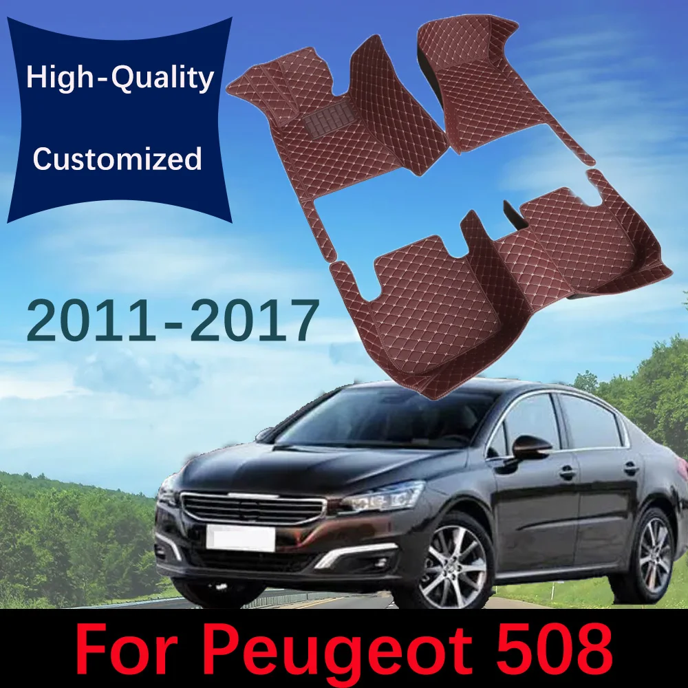 

Leather Car Floor Mats For Peugeot 508 2011 2012 2013 2014 2015 2016 2017 Custom Automobile Carpet Rugs Foot Pads Accessories